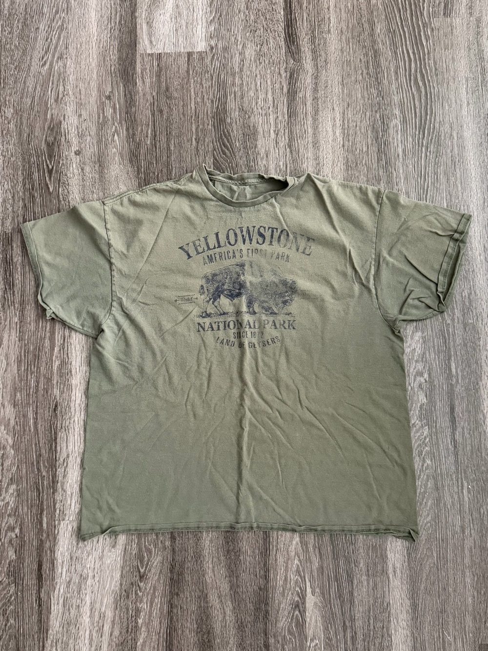 Yellowstone National Park Graphic Tee - Olive Green